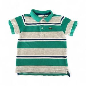 Lacoste Kids Polo in Green and Gray Stripes